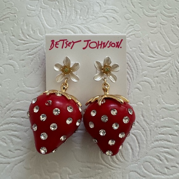 Betsey Johnson Strawberry Drop Earrings - Picture 3 of 3